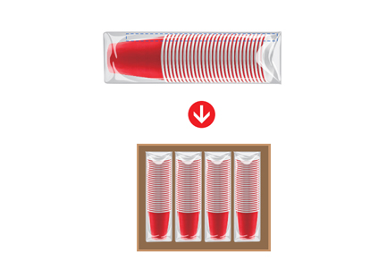 Cartoning of paper cups
