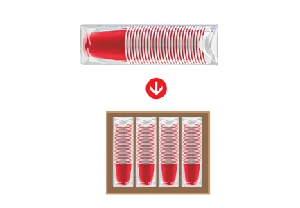 Cartoning of paper cups